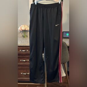 Nike Black Red & Gray Stripe Straight Leg Athletic Drawstring Pants Large